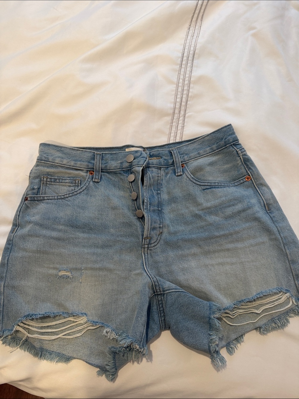 Universal Thread Light Blue Distressed High-Rise Denim Shorts